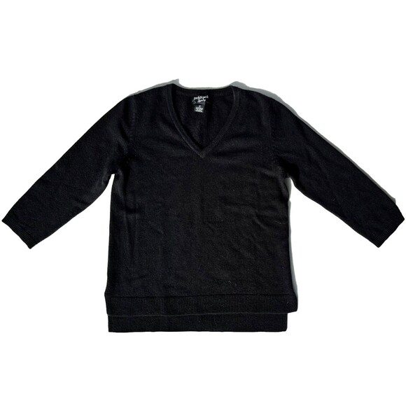 Peck & Peck Womens Black 100% Cashmere 2 Ply V-Neck Sweater - Size M - Picture 1 of 3